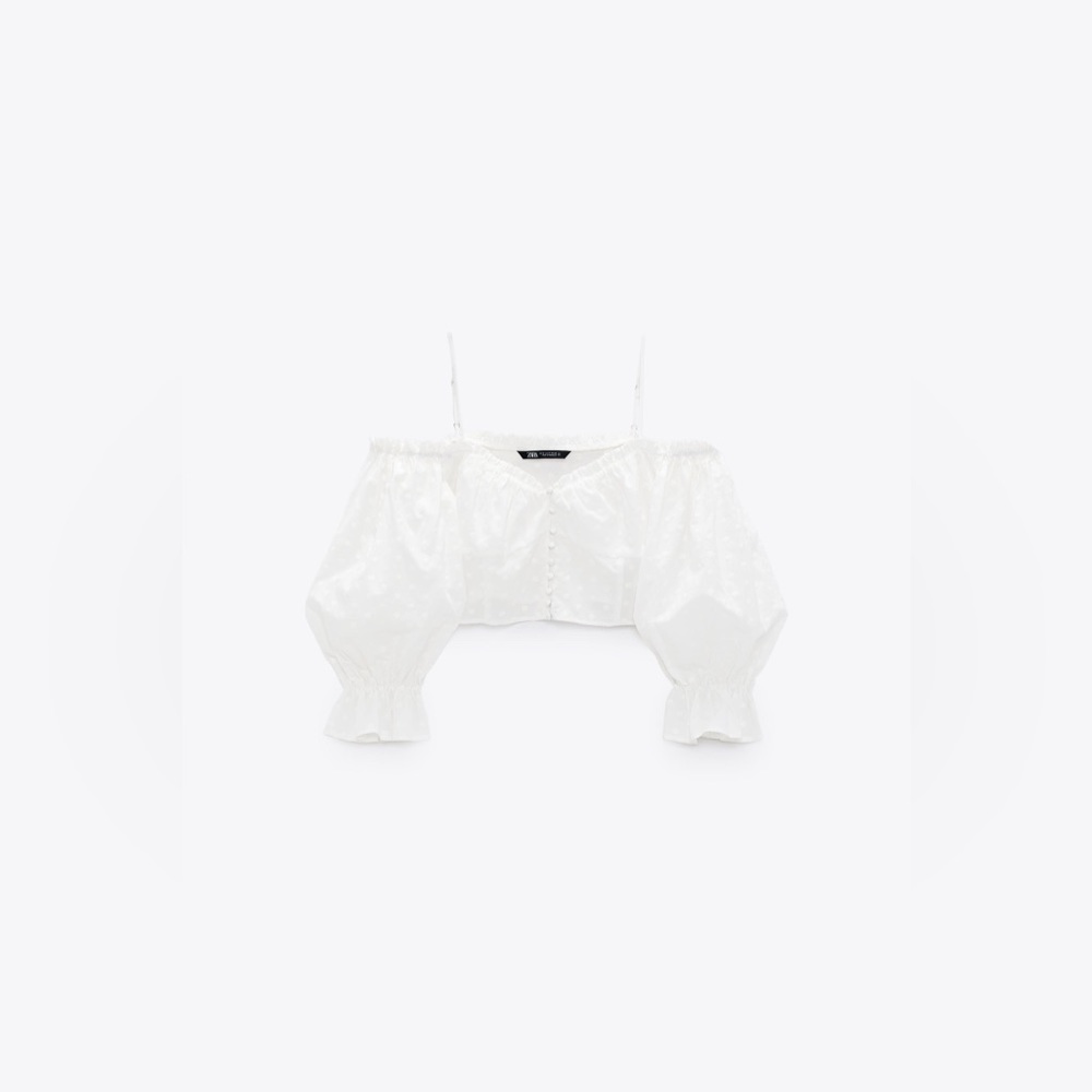 Zara Floral Embroidered Off The Shoulder Top - Picture 3 of 6
